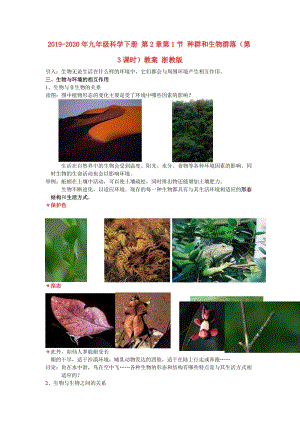 2019-2020年九年級科學下冊 第2章第1節(jié) 種群和生物群落（第3課時）教案 浙教版.doc