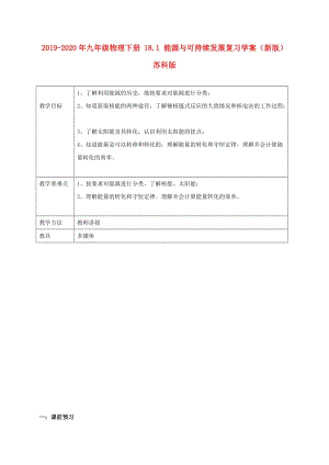 2019-2020年九年級(jí)物理下冊(cè) 18.1 能源與可持續(xù)發(fā)展復(fù)習(xí)學(xué)案（新版）蘇科版.doc