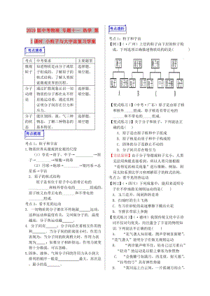 2019版中考物理 专题十一 热学 第1课时 小粒子与大宇宙复习学案.doc