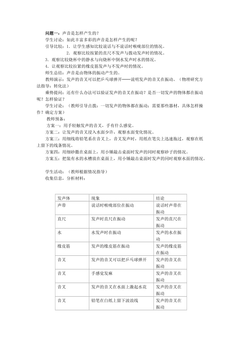 2019-2020年八年级物理上册 第一章声现象 一声音的产生与传播教案 人教新课标版.doc_第2页