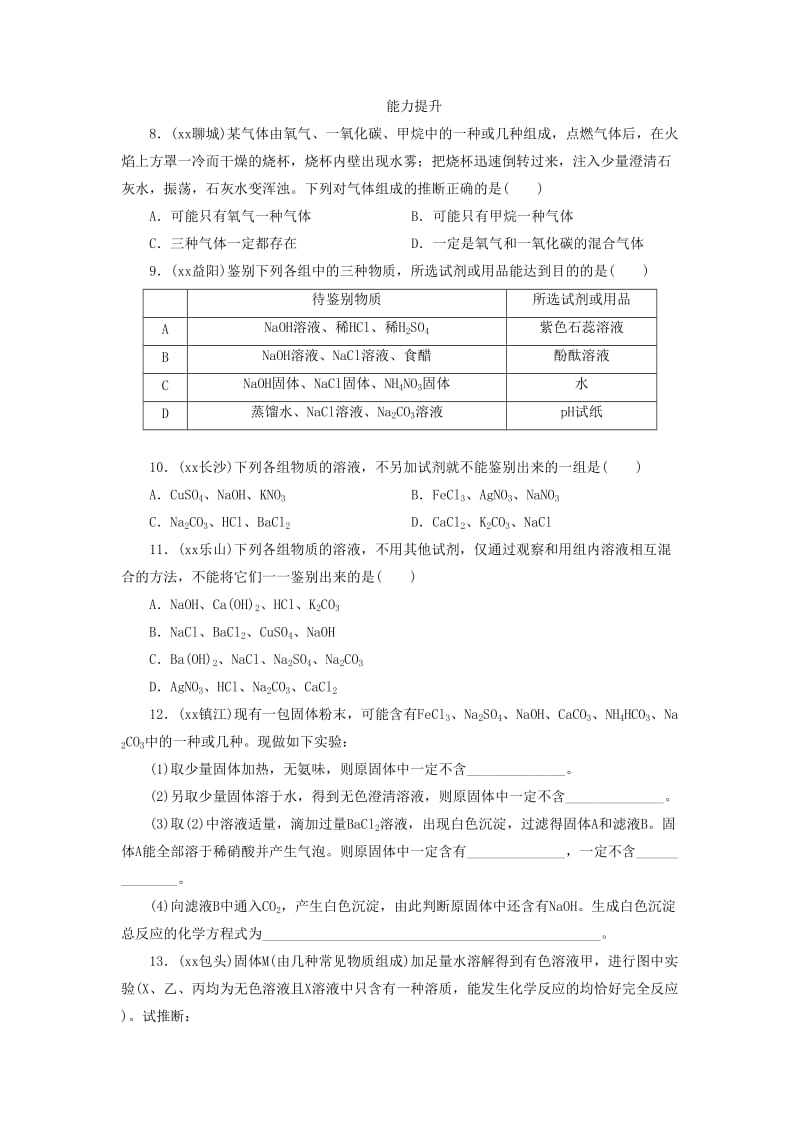 广东省中考化学总复习 课时20 物质的检验与鉴别练习.doc_第2页