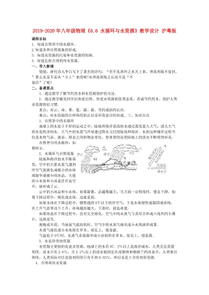 2019-2020年八年級物理《6.6 水循環(huán)與水資源》教學(xué)設(shè)計 滬粵版.doc