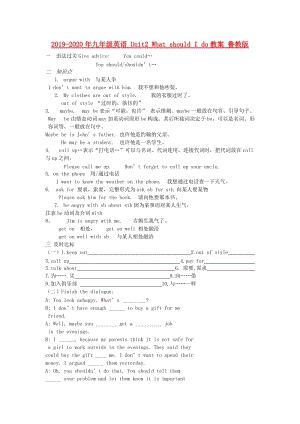 2019-2020年九年級英語 Unit2 What should I do教案 魯教版.doc