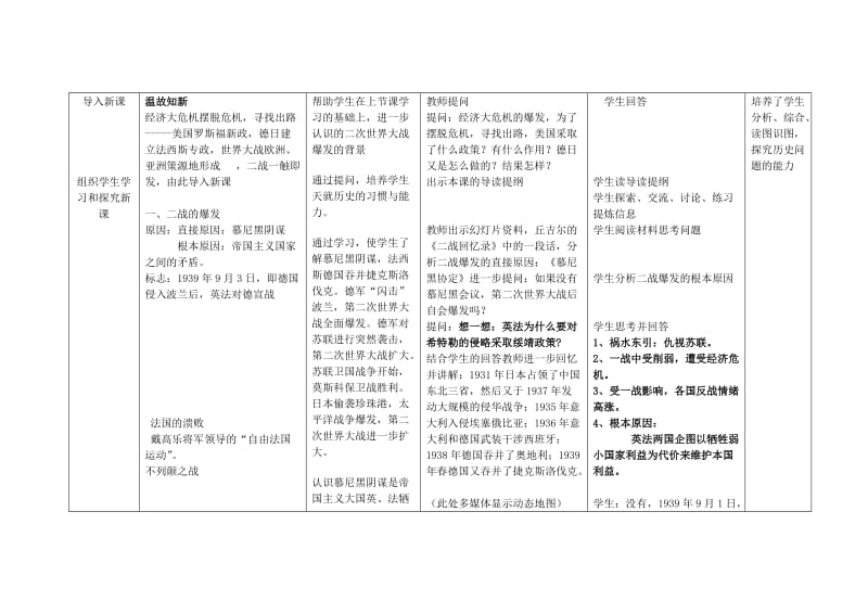 2019-2020年九年级历史下册 第6课 第二次世界大战的爆发教案 新人教版(II).doc_第2页