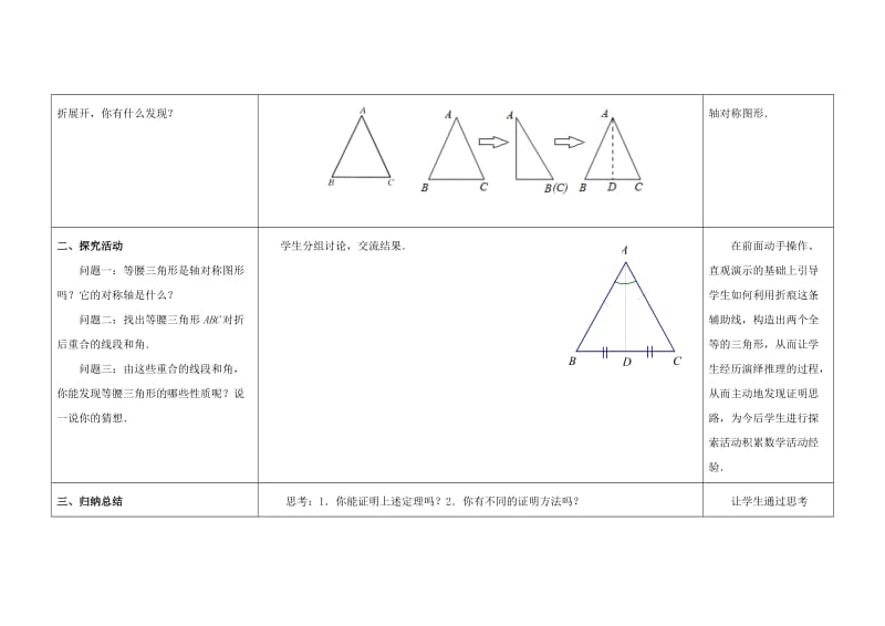 2019-2020年八年级数学上册 第二章 轴对称图形 2.5 等腰三角形的轴对称性教案（1） （新版）苏科版.doc_第2页