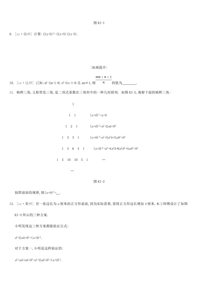 2019年中考数学二轮复习 第一章 数与式 课时训练（三）整式及因式分解练习 （新版）苏科版.doc_第2页