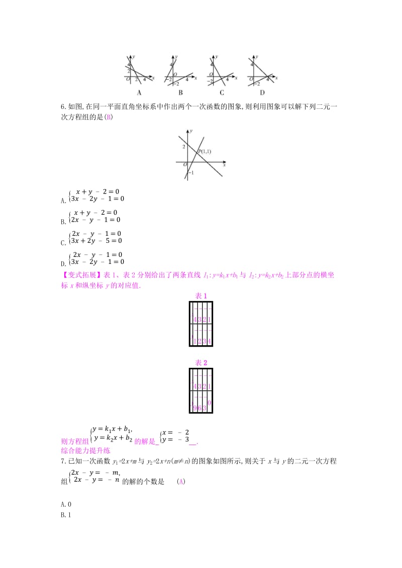 八年级数学上册 第12章 一次函数 12.3 一次函数与二元一次方程作业 （新版）沪科版.doc_第2页