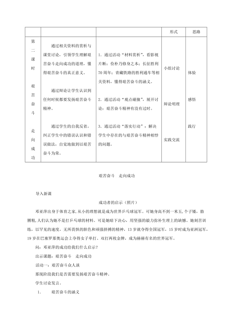 2019-2020年九年级政治《12课二艰苦奋斗 走向成功》教案.doc_第2页