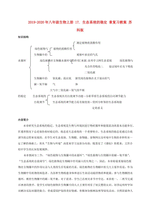 2019-2020年八年級(jí)生物上冊(cè) 17. 生態(tài)系統(tǒng)的穩(wěn)定 章復(fù)習(xí)教案 蘇科版.doc