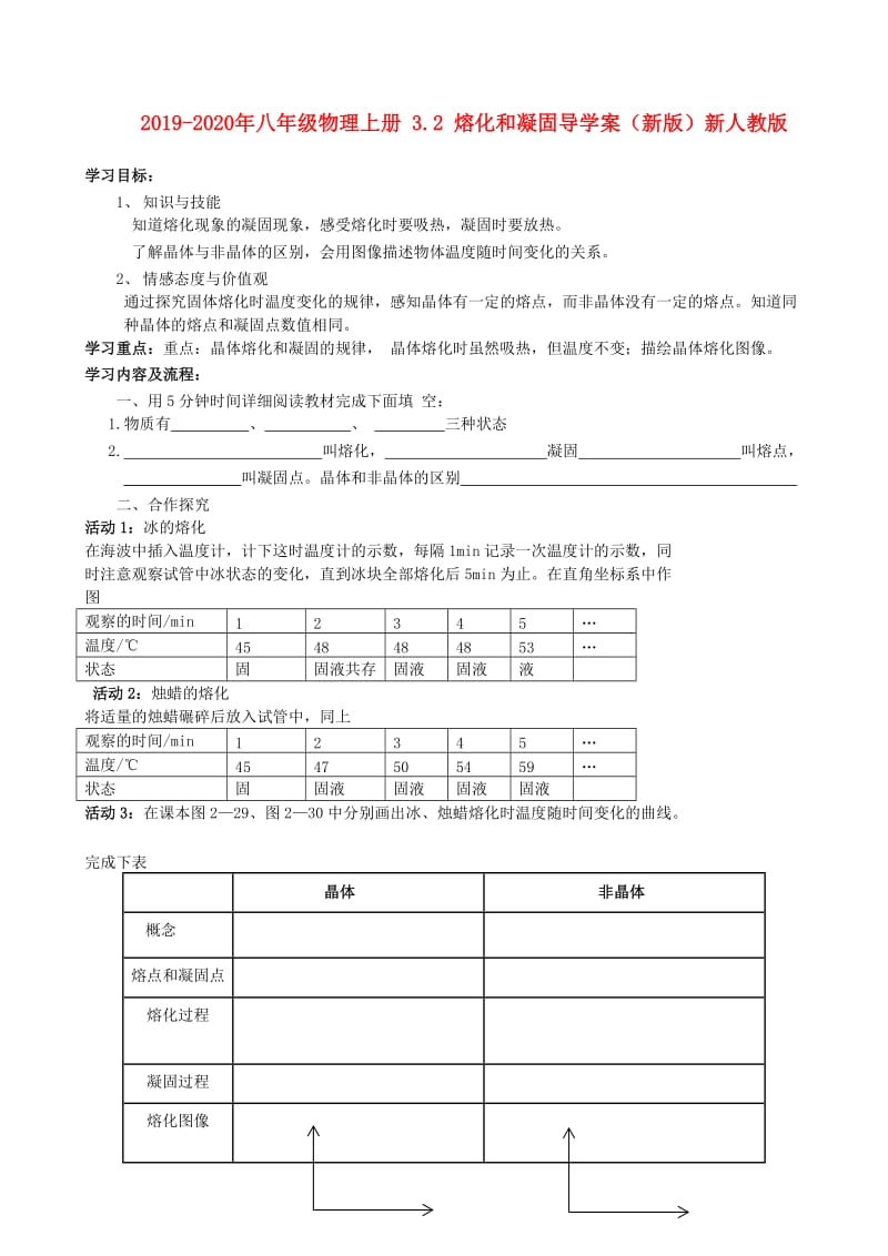 2019-2020年八年级物理上册 3.2 熔化和凝固导学案（新版）新人教版.doc_第1页