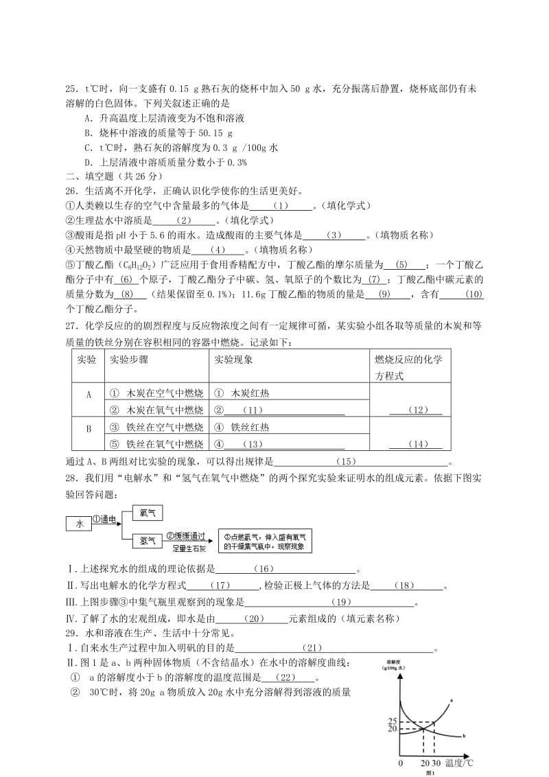 上海市青浦区九年级化学上学期期末调研测试试题 新人教版.doc_第3页