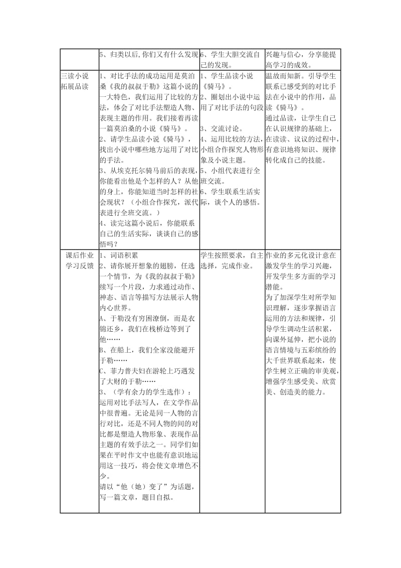 2019-2020年九年级语文下册 莫泊桑小说两篇《我的叔叔于勒》《骑马》教案1 鄂教版.doc_第3页