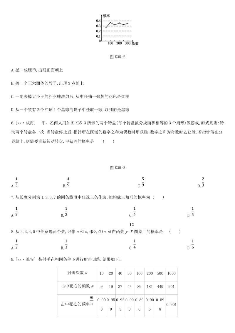 2019年中考数学专题复习 第八单元 统计与概率 课时训练（三十五）概率练习.doc_第2页