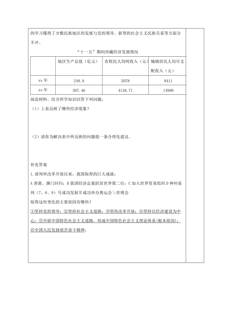 2019-2020年九年级政治全册 第一单元 亲近社会 第1课 成长在社会 第1框 感受社会变化导学案 苏教版 (I).doc_第3页