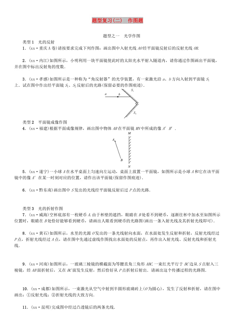 2019年中考物理总复习题型复习二作图题习题.doc_第1页