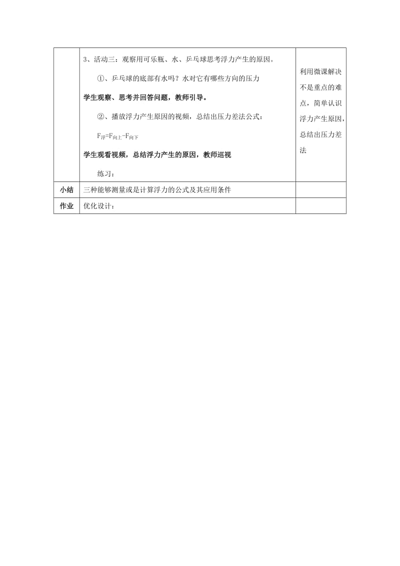 2019版八年级物理下册10.1浮力教学设计 新人教版.doc_第3页