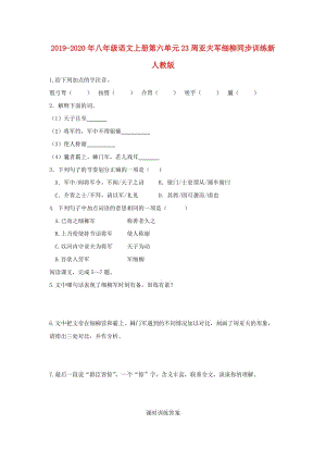 2019-2020年八年級語文上冊第六單元23周亞夫軍細(xì)柳同步訓(xùn)練新人教版.doc