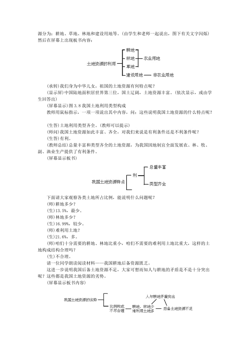 2019-2020年八年级地理上册 第三章 中国的自然资源 第二节 土地资源名师教案2 人教新课标版.doc_第2页