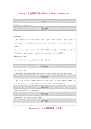 2019年八年級英語下冊 Module 6 Entertainment Unit 3 Language in use教學(xué)設(shè)計 外研版.doc
