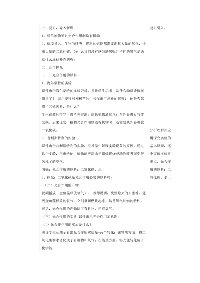 2019版七年级生物上册 3.5.1光合作用吸收二氧化碳释放氧气教案2 （新版）新人教版.doc_第3页