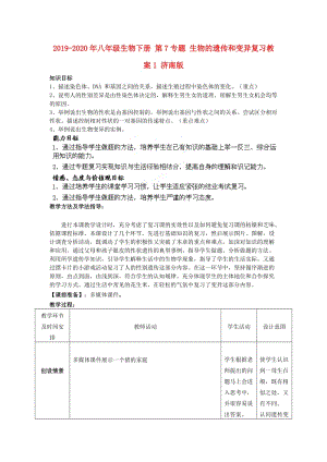 2019-2020年八年級(jí)生物下冊(cè) 第7專(zhuān)題 生物的遺傳和變異復(fù)習(xí)教案1 濟(jì)南版.doc