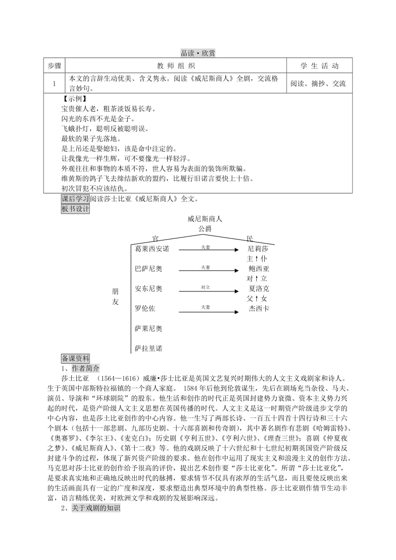 2019-2020年九年级语文下册《威尼斯商人》教案4 苏教版.doc_第3页