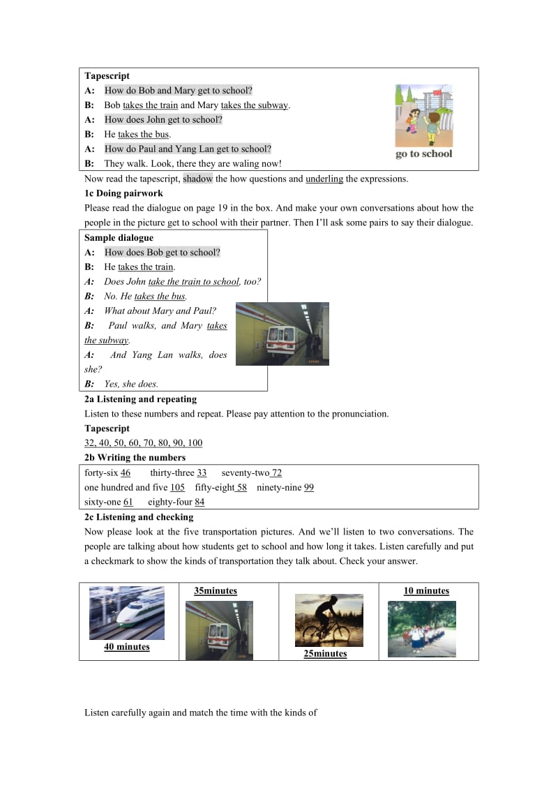 2019-2020年八年级英语 Unit4 How do you go to school教案.doc_第2页