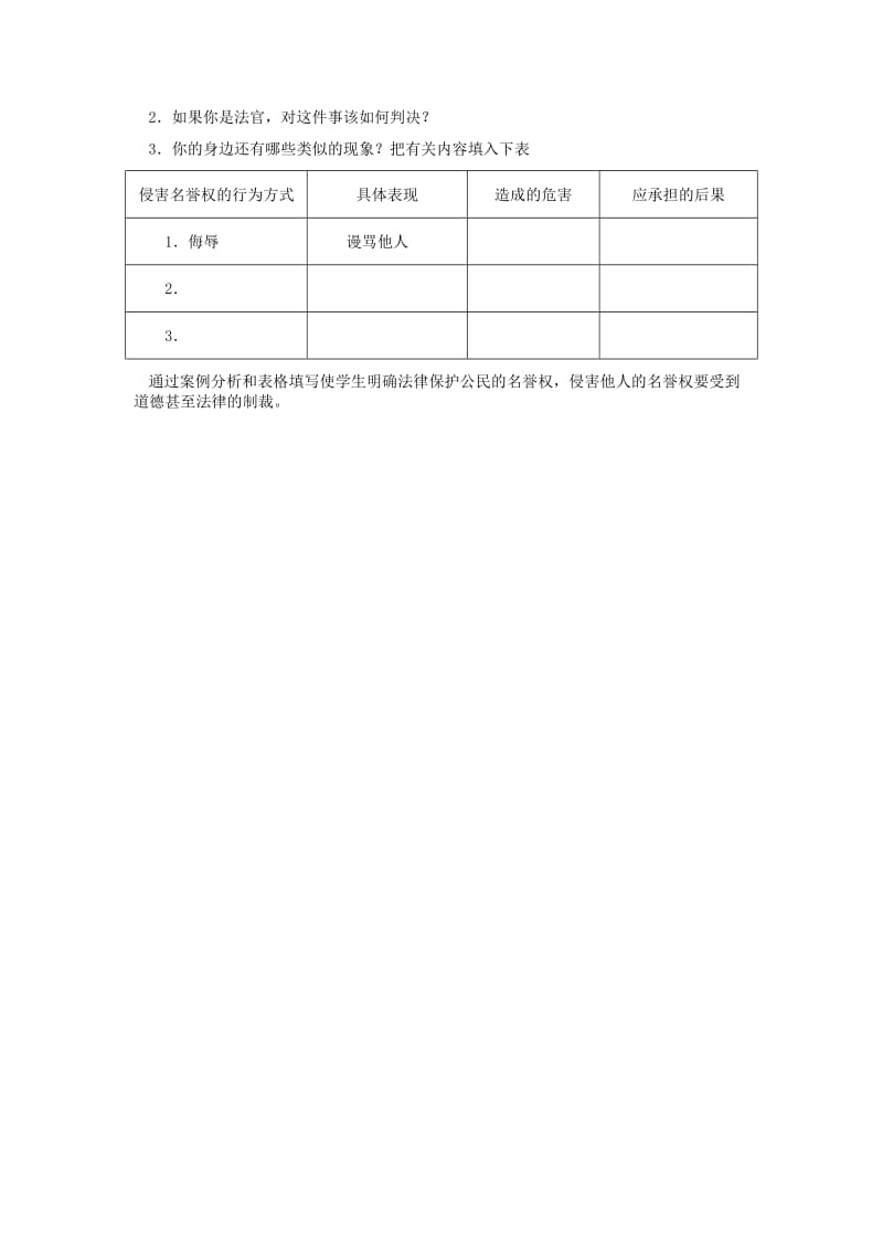 2019-2020年八年级政治下册 人人享有人格尊严权教学设计 人教新课标版.doc_第3页