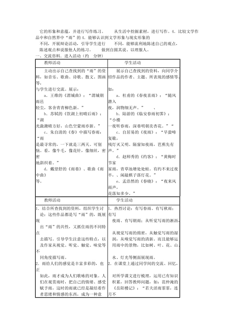 2019-2020年九年级语文上册 综合性学习《雨的诉说》教案 鲁教版.doc_第2页