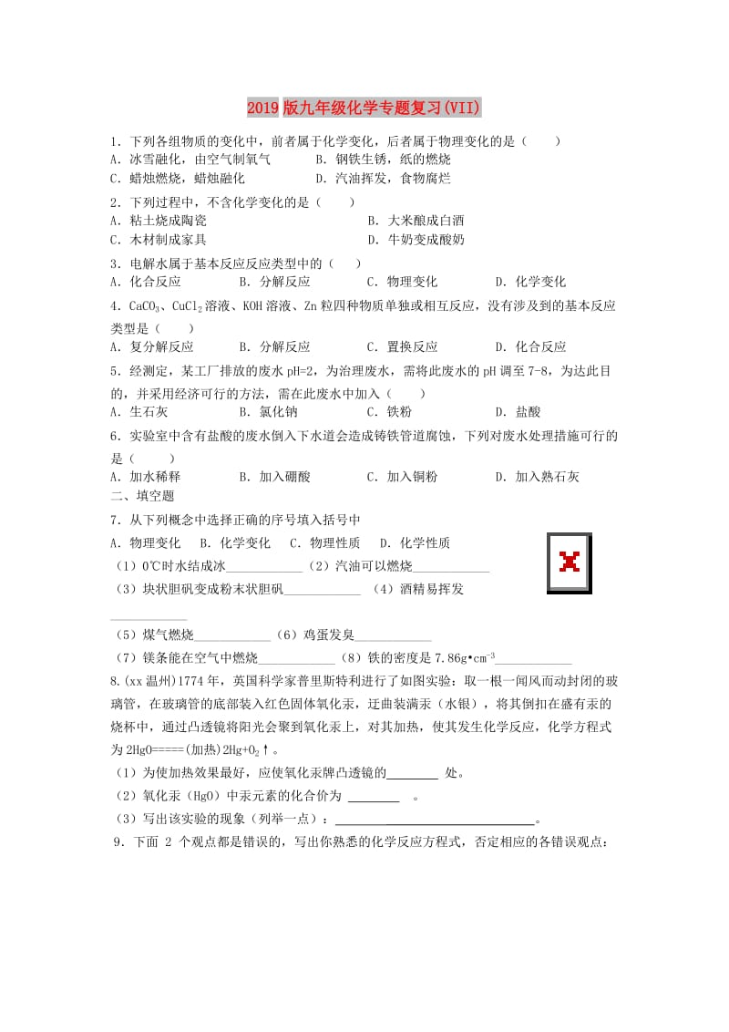 2019版九年级化学专题复习(VII).doc_第1页