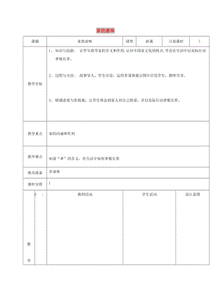 云南省昆明市東川區(qū)七年級道德與法治上冊 第七課 親情之愛 第1框 家的意味教案 新人教版.doc