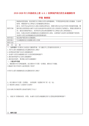 2019-2020年八年級政治上冊 4.8.1 法律保護(hù)我們的生命健康權(quán)導(dǎo)學(xué)案 魯教版.doc