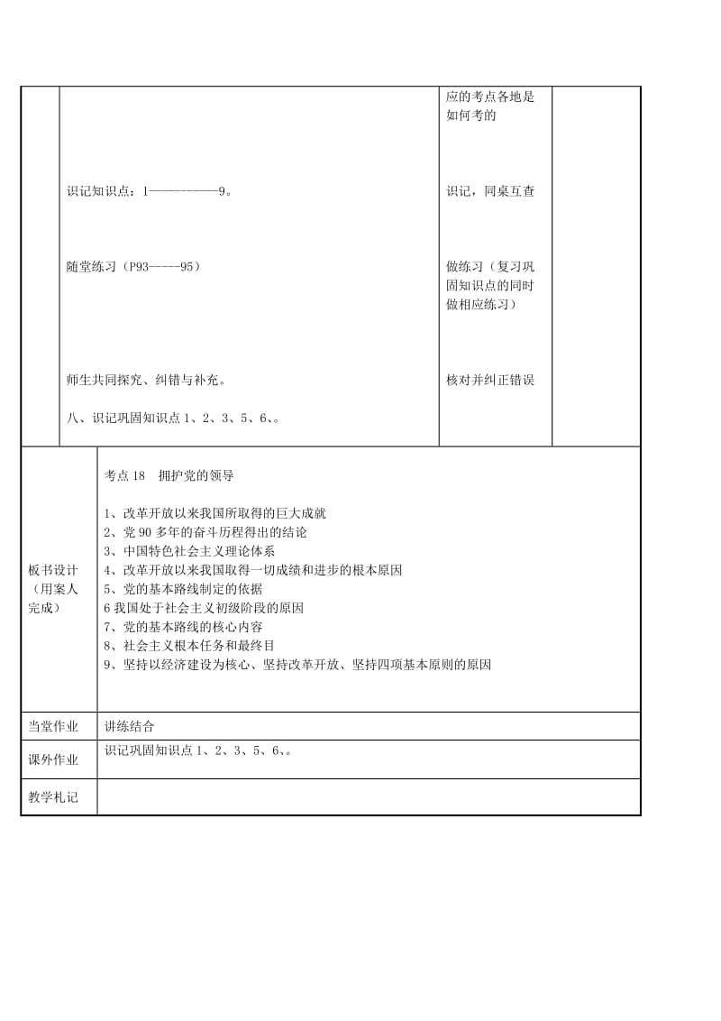 2019-2020年九年级政治全册 考点18 拥护党的领导教案 苏教版.doc_第2页