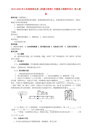 2019-2020年九年級(jí)物理全冊(cè)《質(zhì)量與密度》專題復(fù)習(xí)課教學(xué)設(shè)計(jì) 新人教版.doc