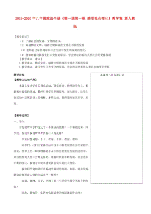 2019-2020年九年級政治全冊《第一課第一框 感受社會變化》教學案 新人教版.doc