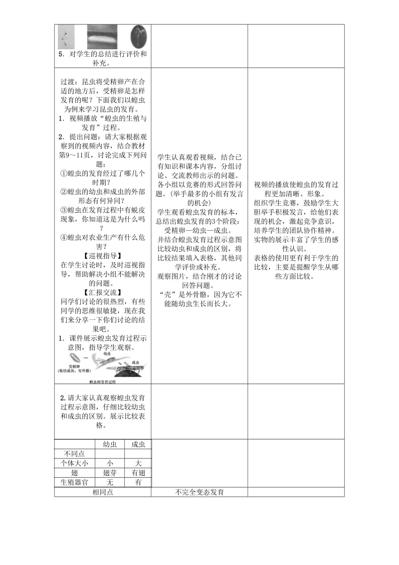 2019-2020年八年级生物下册 第七单元 第一章 第二节 昆虫的生殖和发育教案 （新版）新人教版.doc_第3页