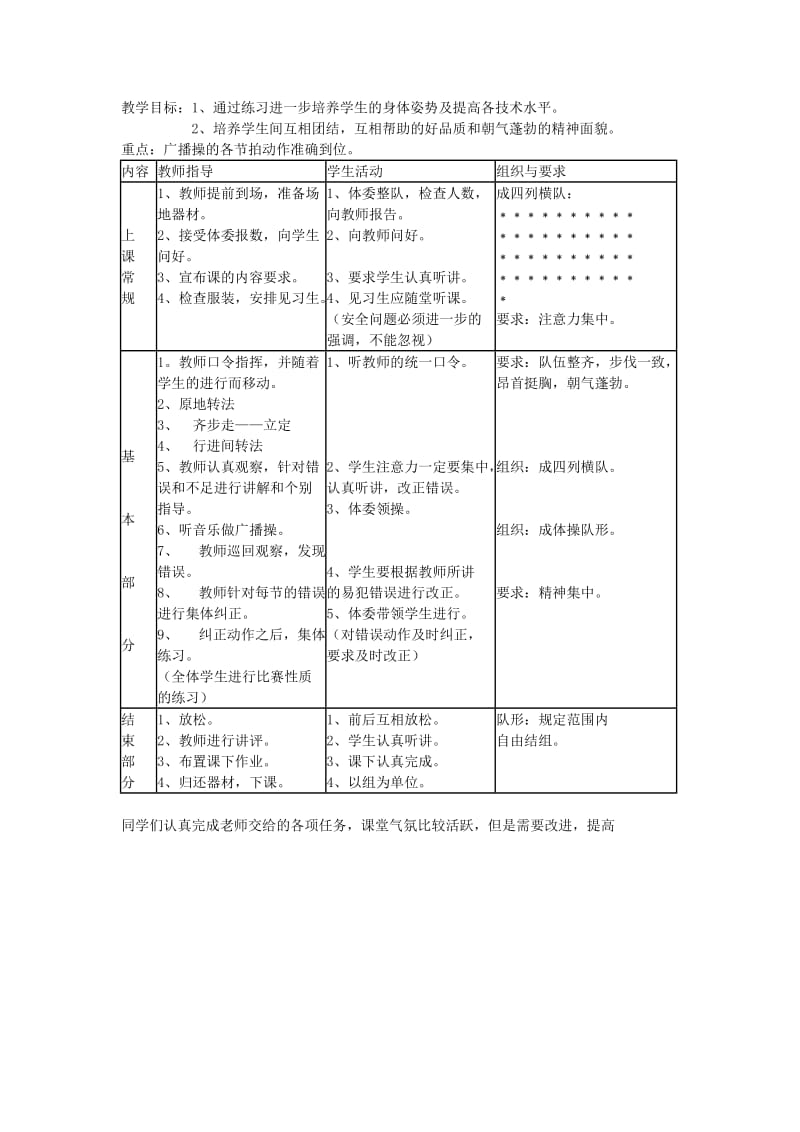 2019-2020年八年级体育 第三周队列队形 复习广播操 （第5课时）教案 人教新课标版.doc_第2页