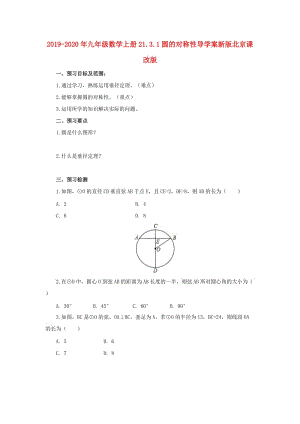 2019-2020年九年级数学上册21.3.1圆的对称性导学案新版北京课改版.doc