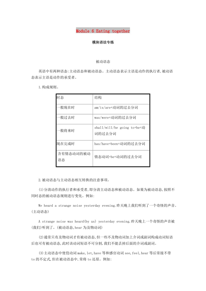 2019春九年级英语下册 Module 6 Eating together模块语法专练课时作业 （新版）外研版.doc_第1页