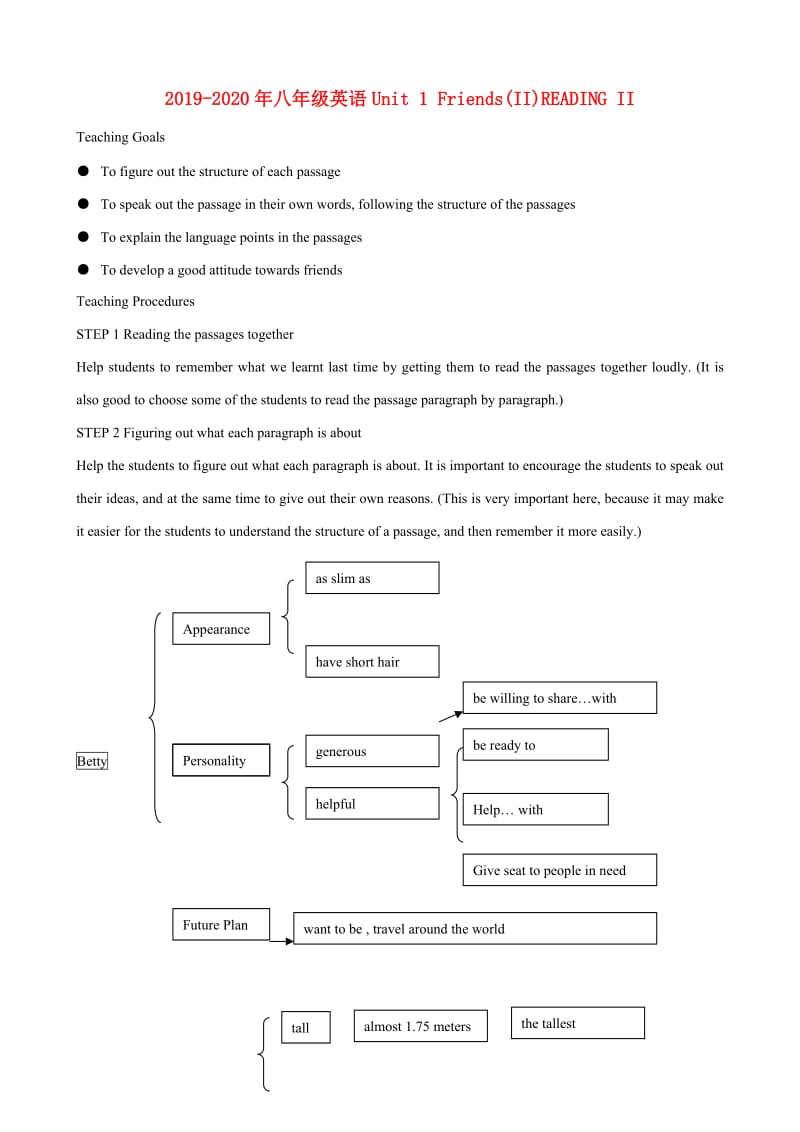 2019-2020年八年级英语Unit 1 Friends(II)READING II.doc_第1页