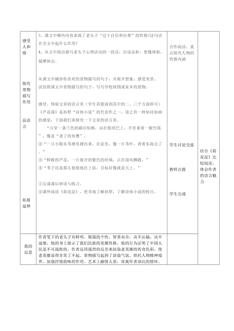 山东省济南市七年级语文下册 3 芦花荡教案 鲁教版五四制.doc_第2页