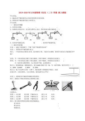 2019-2020年九年級(jí)物理《杠杠（二）》學(xué)案 新人教版.doc