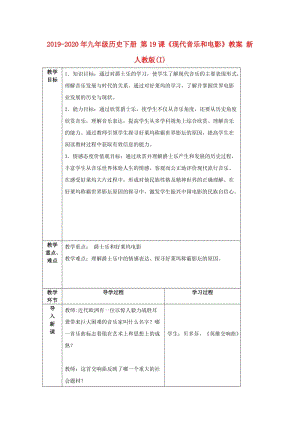 2019-2020年九年級歷史下冊 第19課《現(xiàn)代音樂和電影》教案 新人教版(I).doc