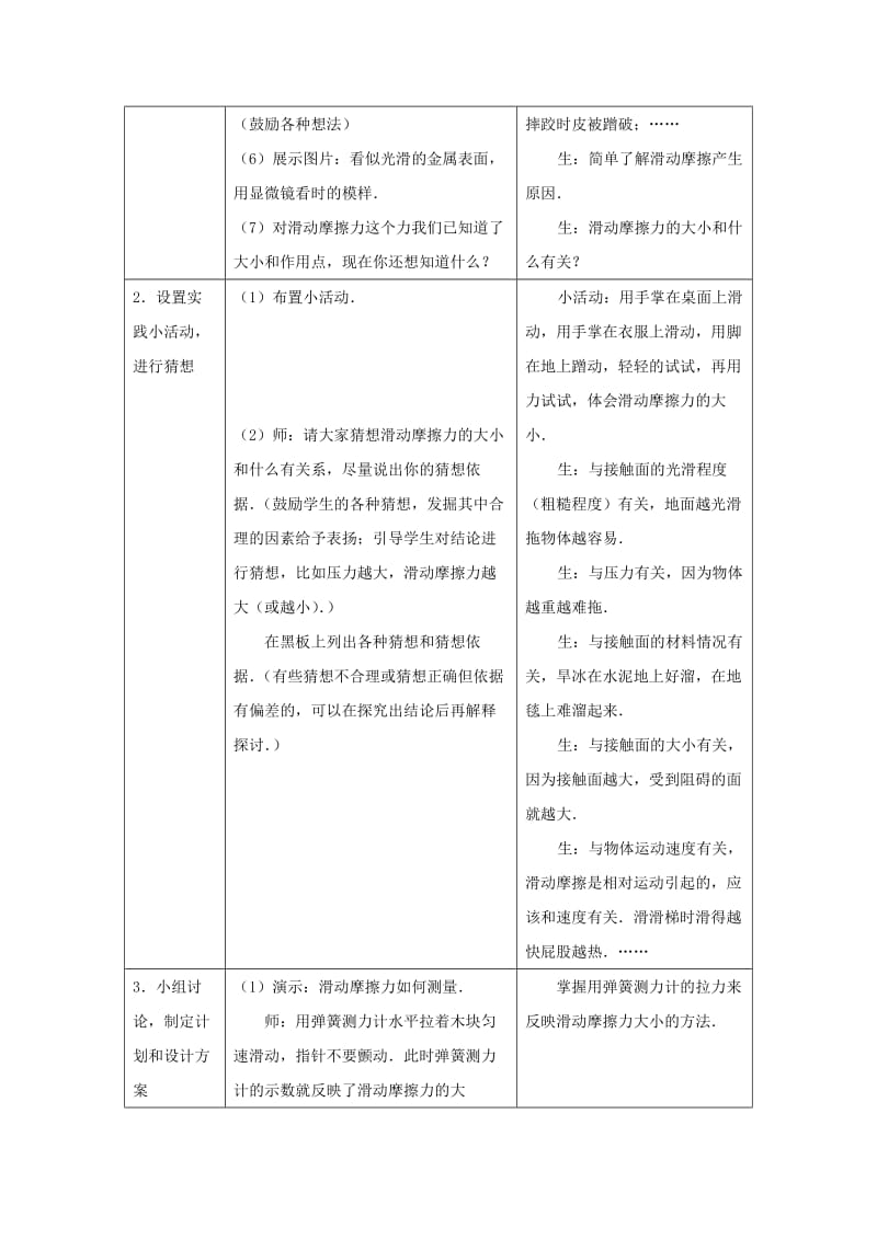 2019-2020年八年级物理下册 7.4《探究摩擦力的大小与什么有关》教案 北师大版.doc_第3页