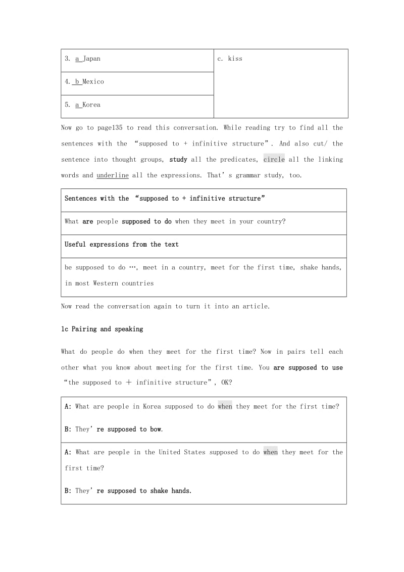 九年级英语全册 Unit 10 You’re supposed to shake hands Period 1 MatchingListening and Speaking教案 人教新目标版.doc_第3页