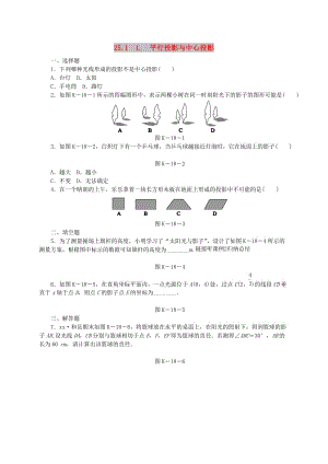 九年級數(shù)學(xué)下冊 第25章 投影與視圖 25.1 投影 25.1 1 平行投影與中心投影同步練習(xí)（含解析） 滬科版.doc