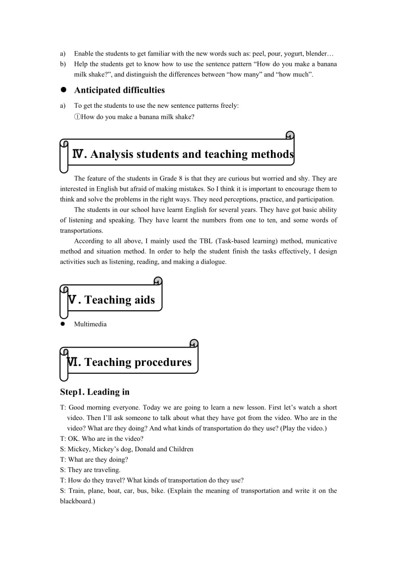 2019-2020年八年级英语上册 unit 7 Teaching Plan for period 1教案 人教新课标版.doc_第2页