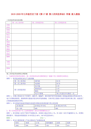 2019-2020年九年級(jí)歷史下冊(cè)《第17課 第三次科技革命》學(xué)案 新人教版.doc