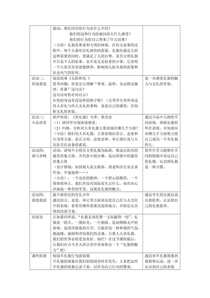 2019-2020年八年级政治上册 第七课 友好交往礼为先 礼貌显魅力教学设计 人教新课标版　.doc_第2页