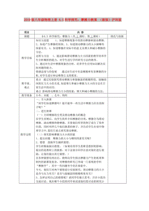 2019版八年級(jí)物理上冊(cè) 6.5科學(xué)探究：摩擦力教案 （新版）滬科版.doc